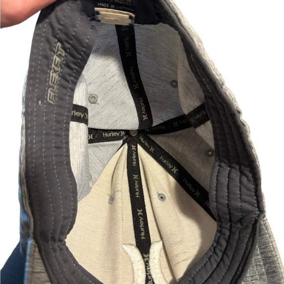 Hurley Blue Gray FlexFit Hat Icon Logo Fitted Cap Skater Surfer Beach - Picture 5 of 12